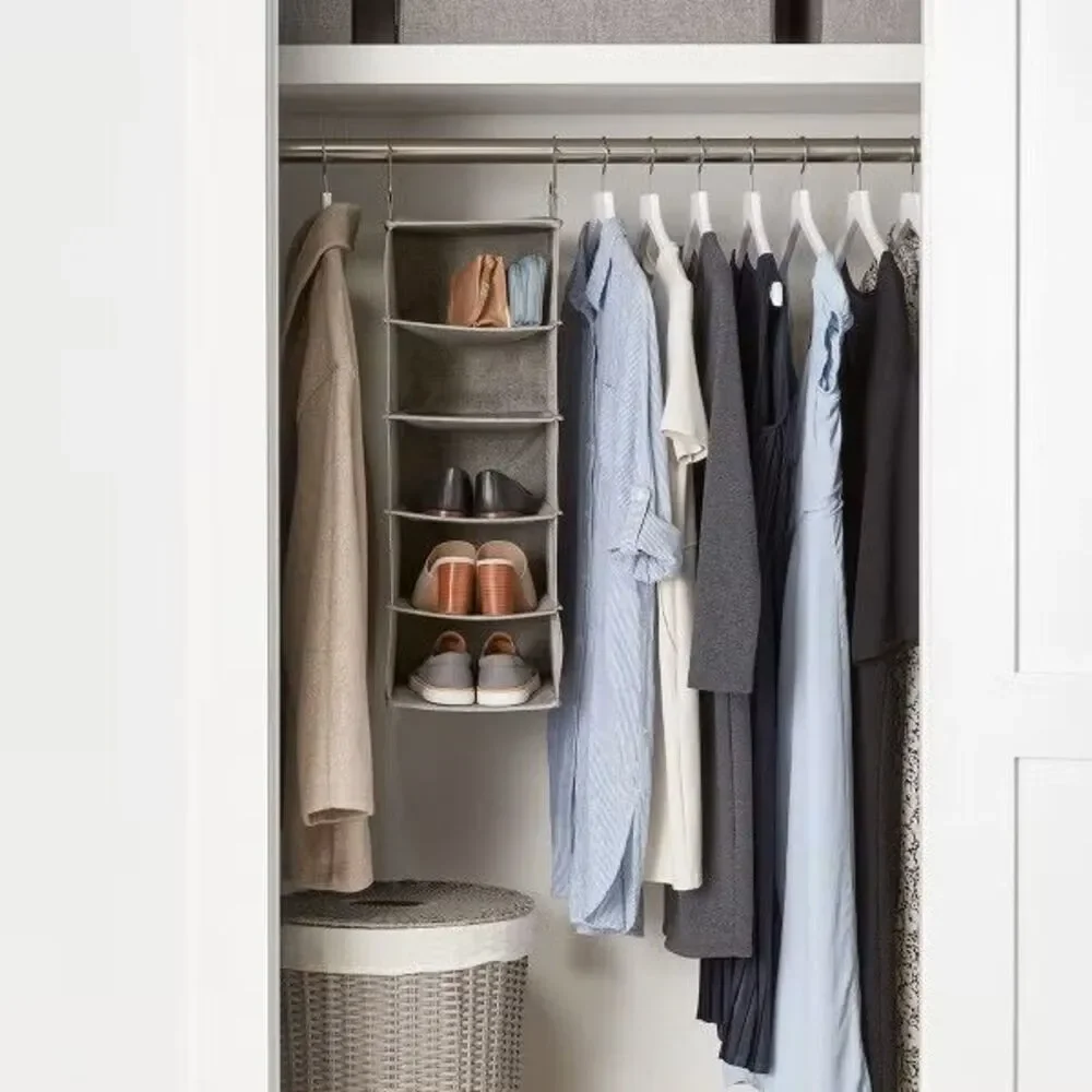 The Container Store 6-Compartment Hanging Closet Organizer Canvas Shelves